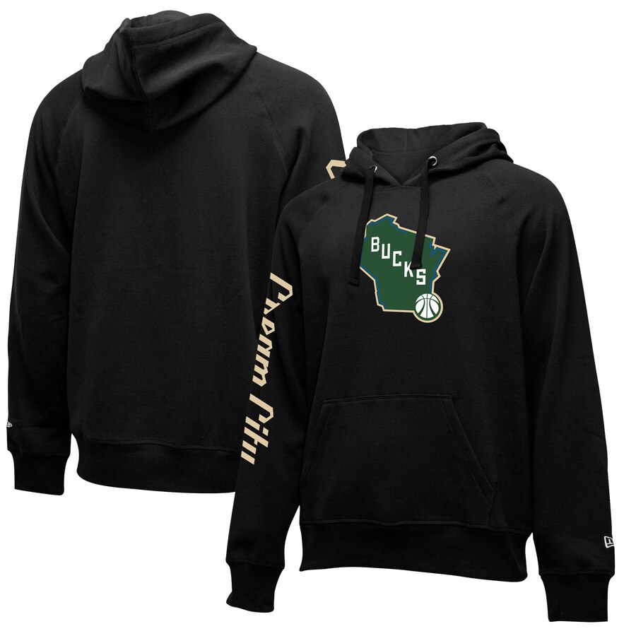 NBA Milwaukee Bucks New Era 201920 City Edition Pullover Hoodie Black->milwaukee bucks->NBA Jersey